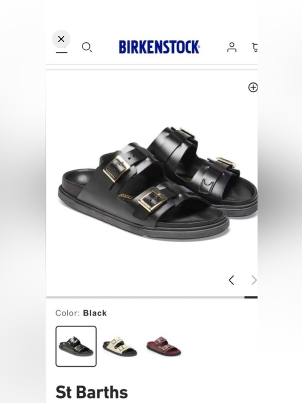 Birkenstock St Barths Black Leather Double Two-Strap Sandals with Gold Buckles - Picture 8 of 16